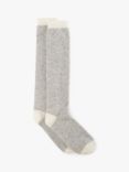 John Lewis & Partners Cashmere Blend Rich Knee High Socks, Light Grey/Cream
