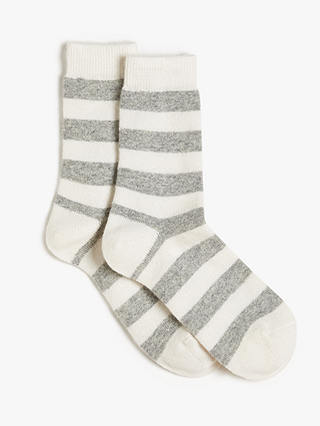 John Lewis With Cashmere Blend Stripe Ankle Socks