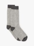 John Lewis & Partners Cashmere Blend Rich Ankle Socks, Light Grey/Charcoal