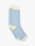 John Lewis & Partners Cashmere Blend Rich Ankle Socks, Light Blue/Cream
