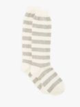 John Lewis & Partners With Cashmere Blend Stripe Knee High Socks, Cream/Light Grey