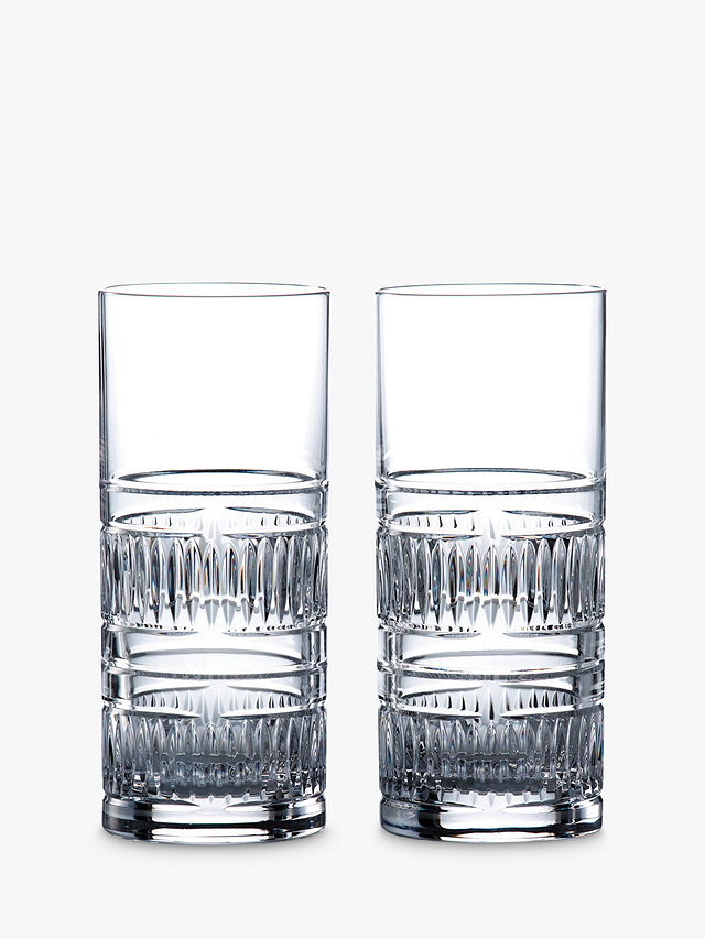 Royal Doulton R&D Collection Radial Crystal Cut Glass Highballs, Set of 2, 320ml, Clear