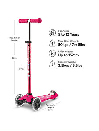 Micro Scooters Maxi Deluxe LED Scooter, Pink