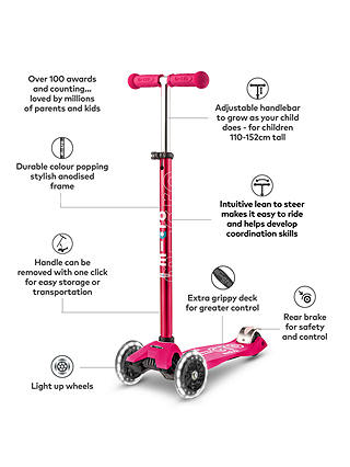 Micro Scooters Maxi Deluxe LED Scooter, Pink