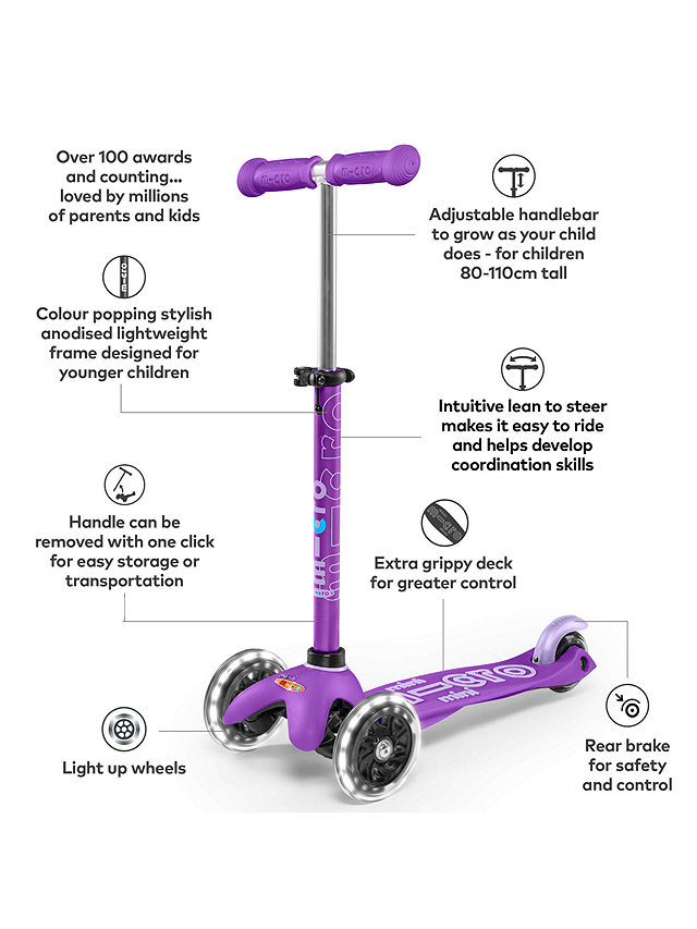 Micro Scooters Mini Deluxe LED Scooter, Purple
