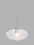 Pacific Ribbed Glass Oval Ceiling Light, Clear/Silver