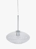 Pacific Ribbed Glass Oval Ceiling Light, Clear/Silver