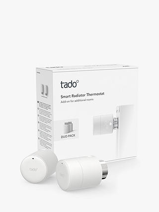 tado Add-on Smart Radiator Thermostat, White, Pack of 2