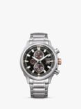 Citizen CA0730-85E Men's ProMaster Eco-Drive Chronograph Date Bracelet Strap Watch, Silver/Black
