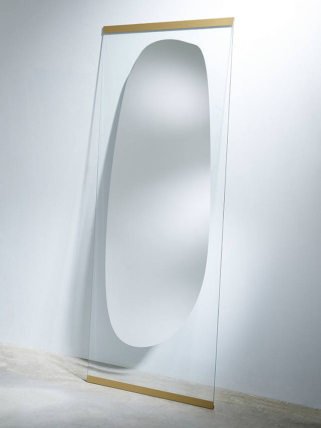 Deknudt Mirrors Obu Rectangular Full-Length Leaner/Wall Mirror, 178 x 71cm, Clear/Gold