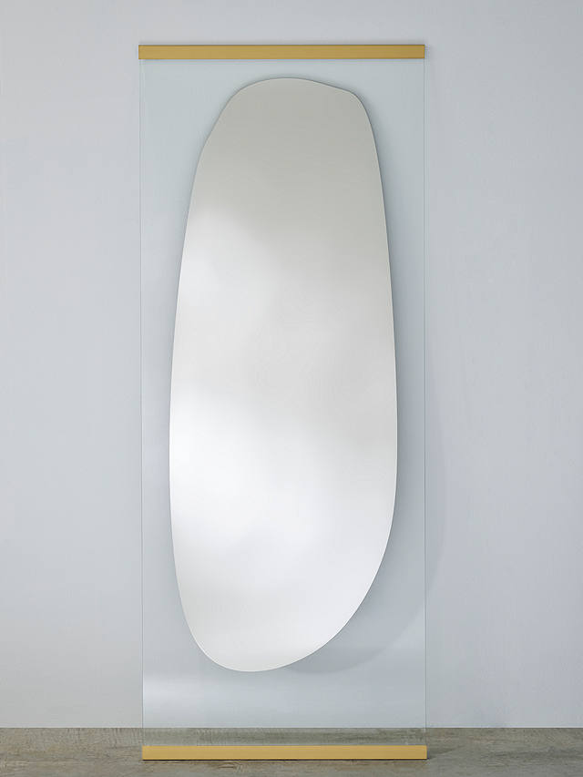 Deknudt Mirrors Obu Rectangular Full-Length Leaner/Wall Mirror, 178 x 71cm, Clear/Gold