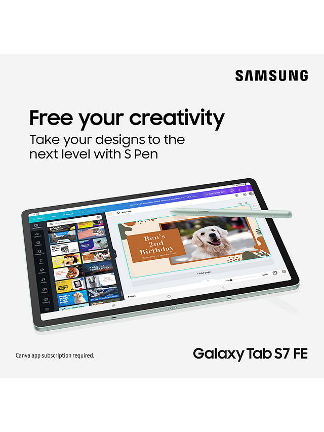 Samsung Galaxy Tab S7 FE Tablet with Bluetooth S Pen, Android, 4GB RAM, 64GB, Wi-Fi, 12.4", Mystic Black
