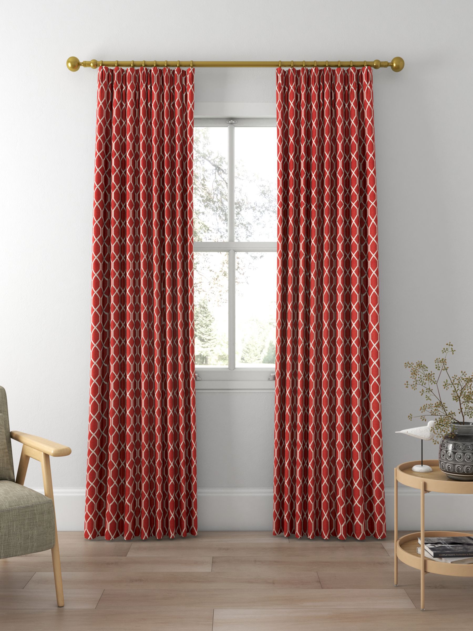 Sanderson Botanic Trellis Made to Measure Curtains, Bengal Red