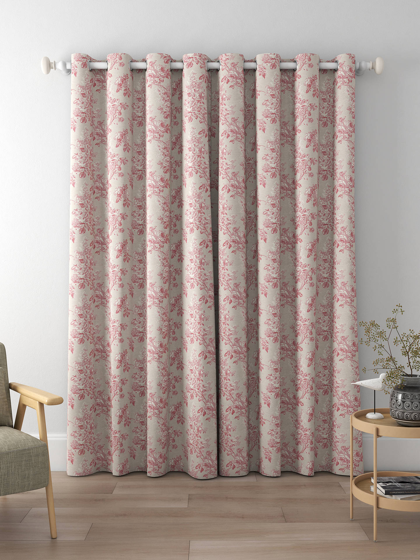 Sanderson Sorilla Damask Made to Measure Curtains, Rose/Linen