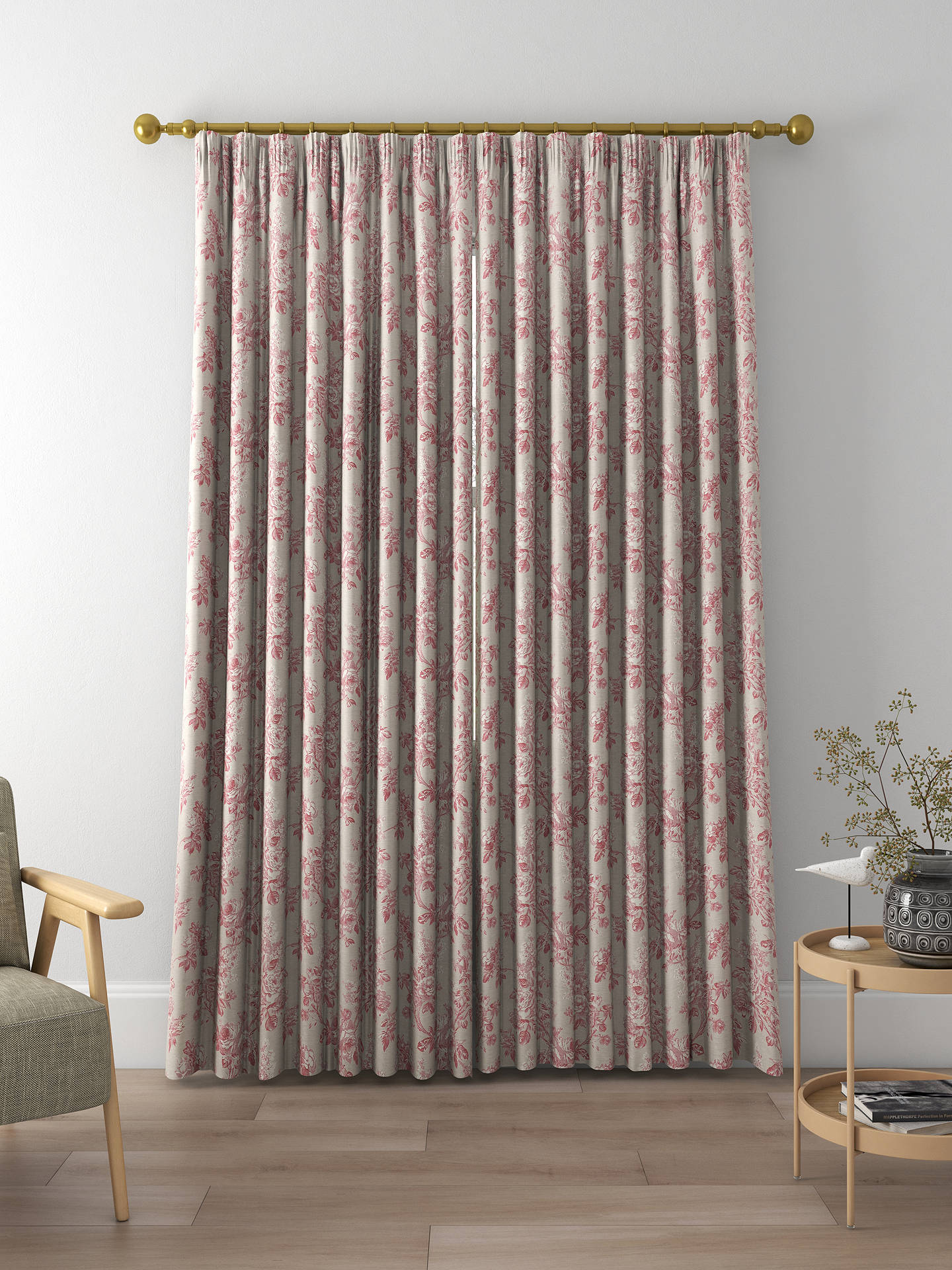 Sanderson Sorilla Damask Made to Measure Curtains, Rose/Linen