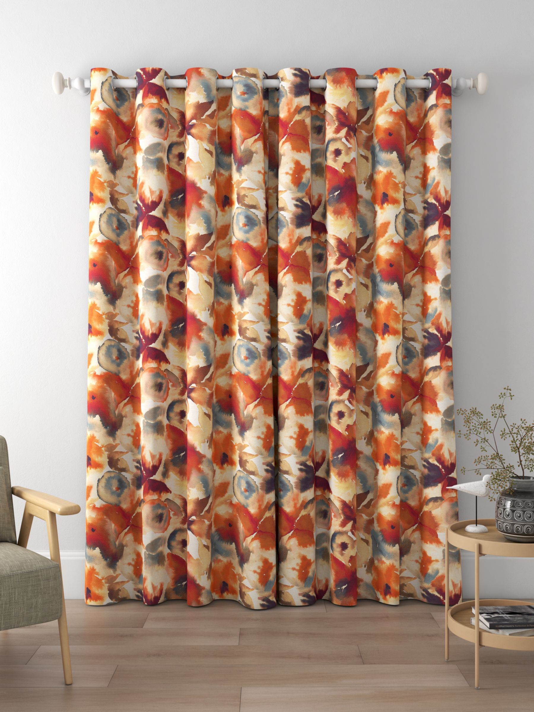 Harlequin Flores Made to Measure Curtains, Rust/Ruby/Blue