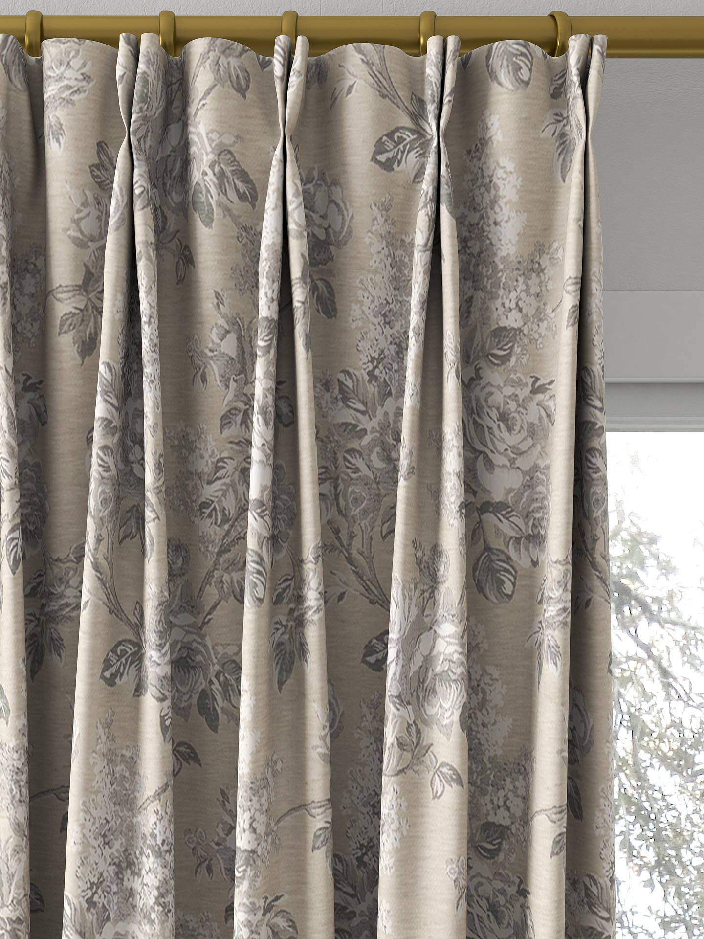 Sanderson Sorilla Damask Made to Measure Curtains, Silver/Linen