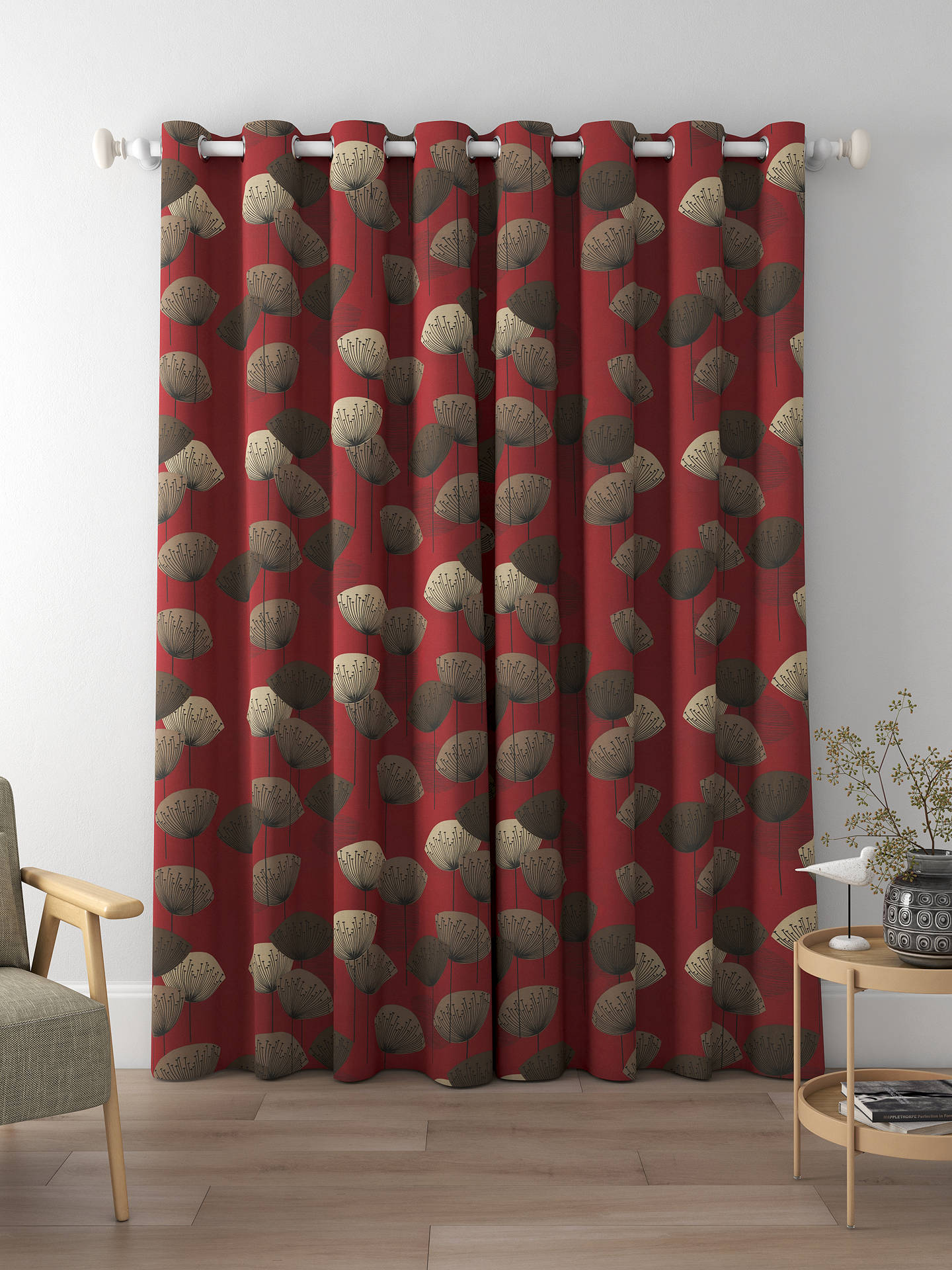 Sanderson Dandelion Clocks Made to Measure Curtains, Red