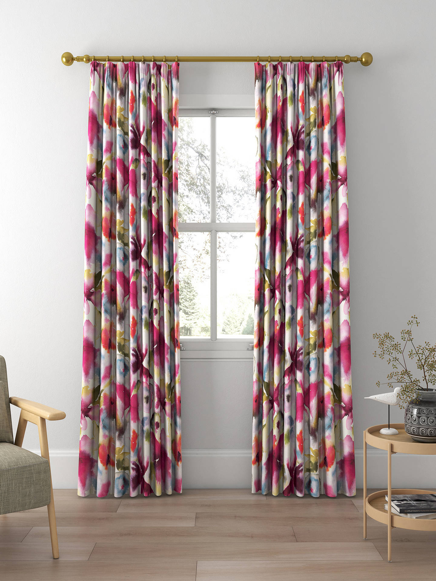 Harlequin Flores Made to Measure Curtains, Fuchsia/Zest/Azure