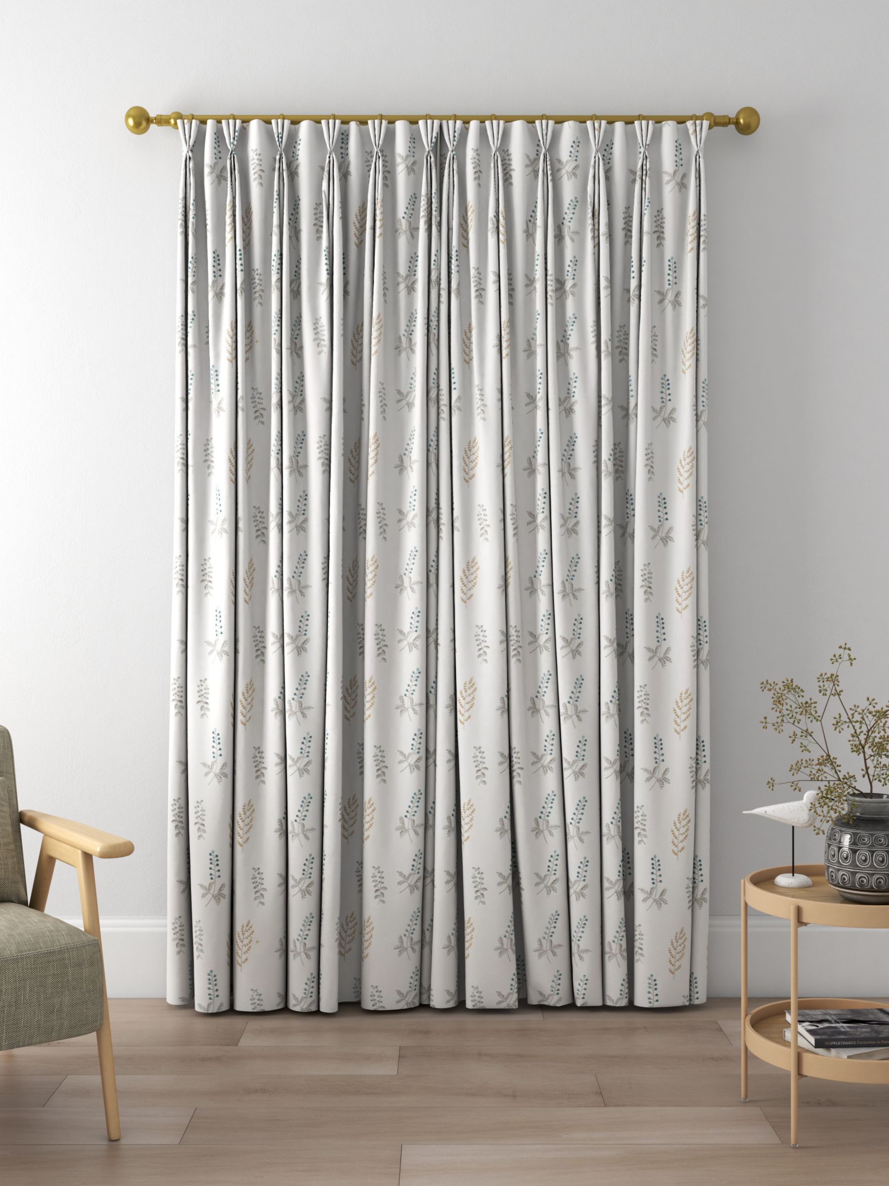 Sanderson Bilberry Made to Measure Curtains, Dijon/Teal