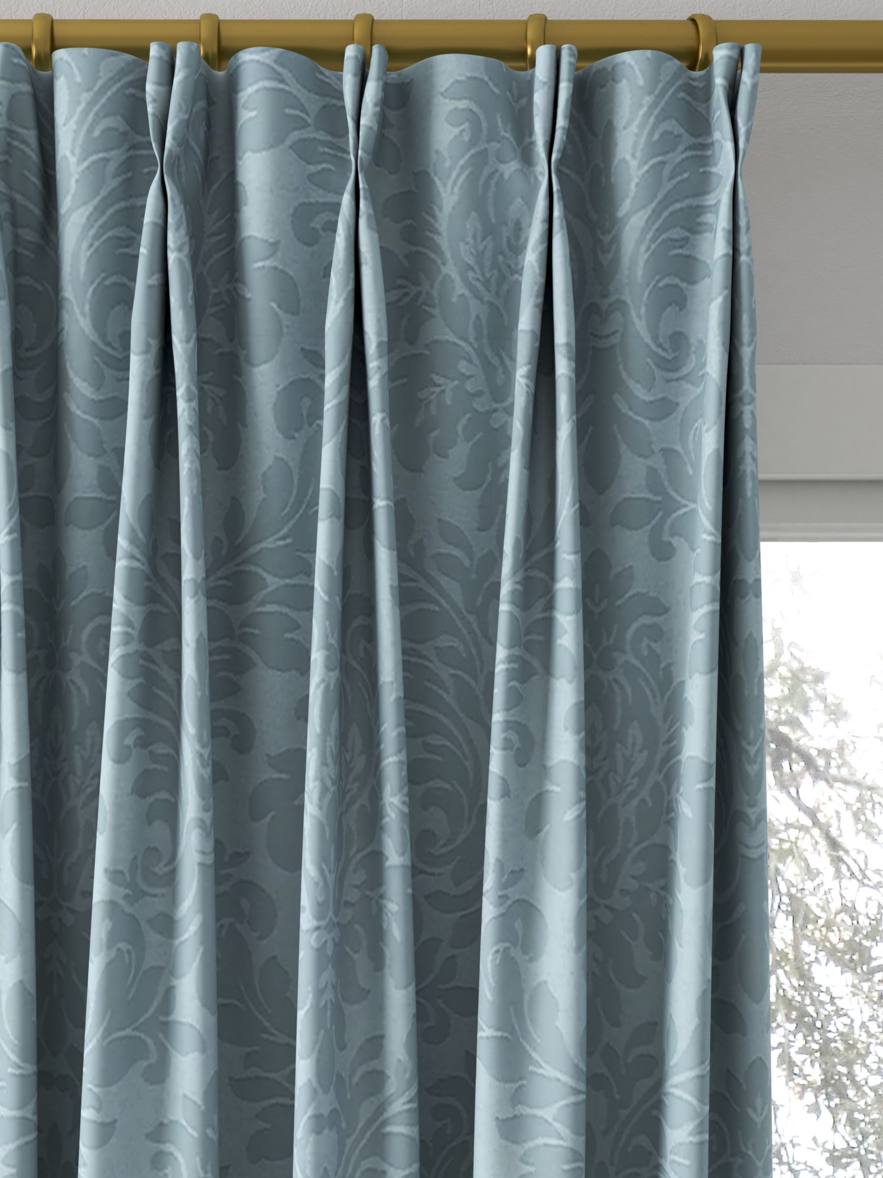 Sanderson Lymington Damask Made to Measure Curtains, Sky Blue