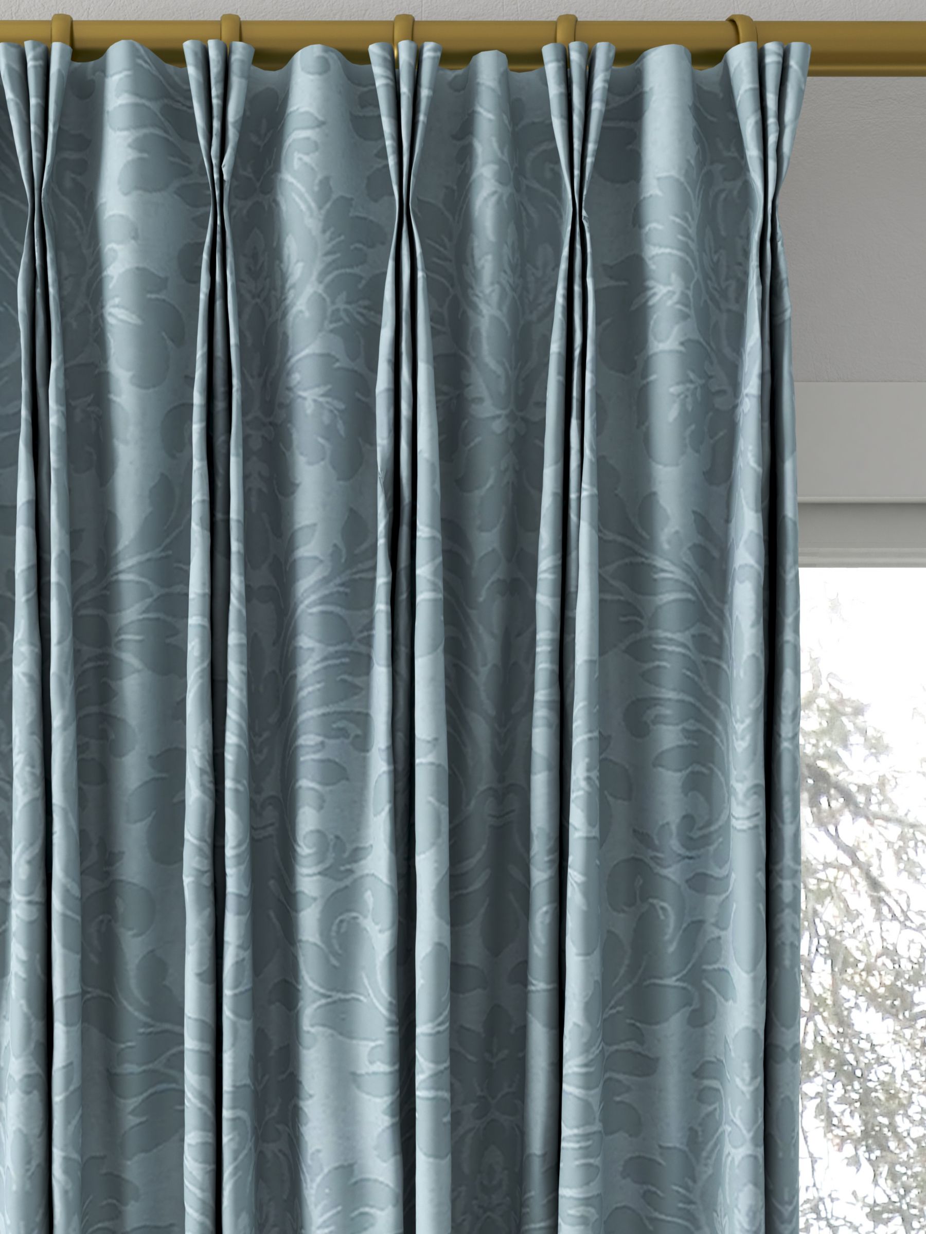 Sanderson Lymington Damask Made to Measure Curtains, Sky Blue