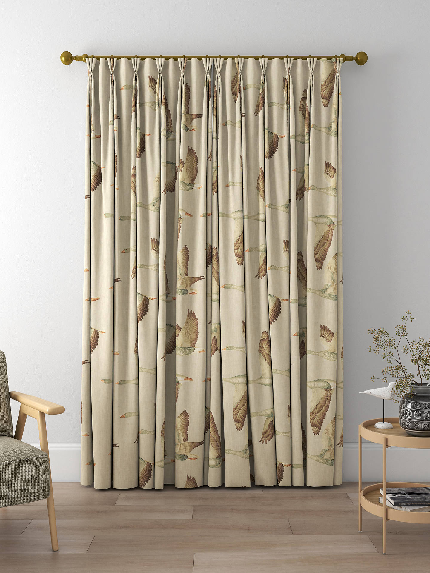 Sanderson Elysian Geese Made to Measure Curtains, Briarwood