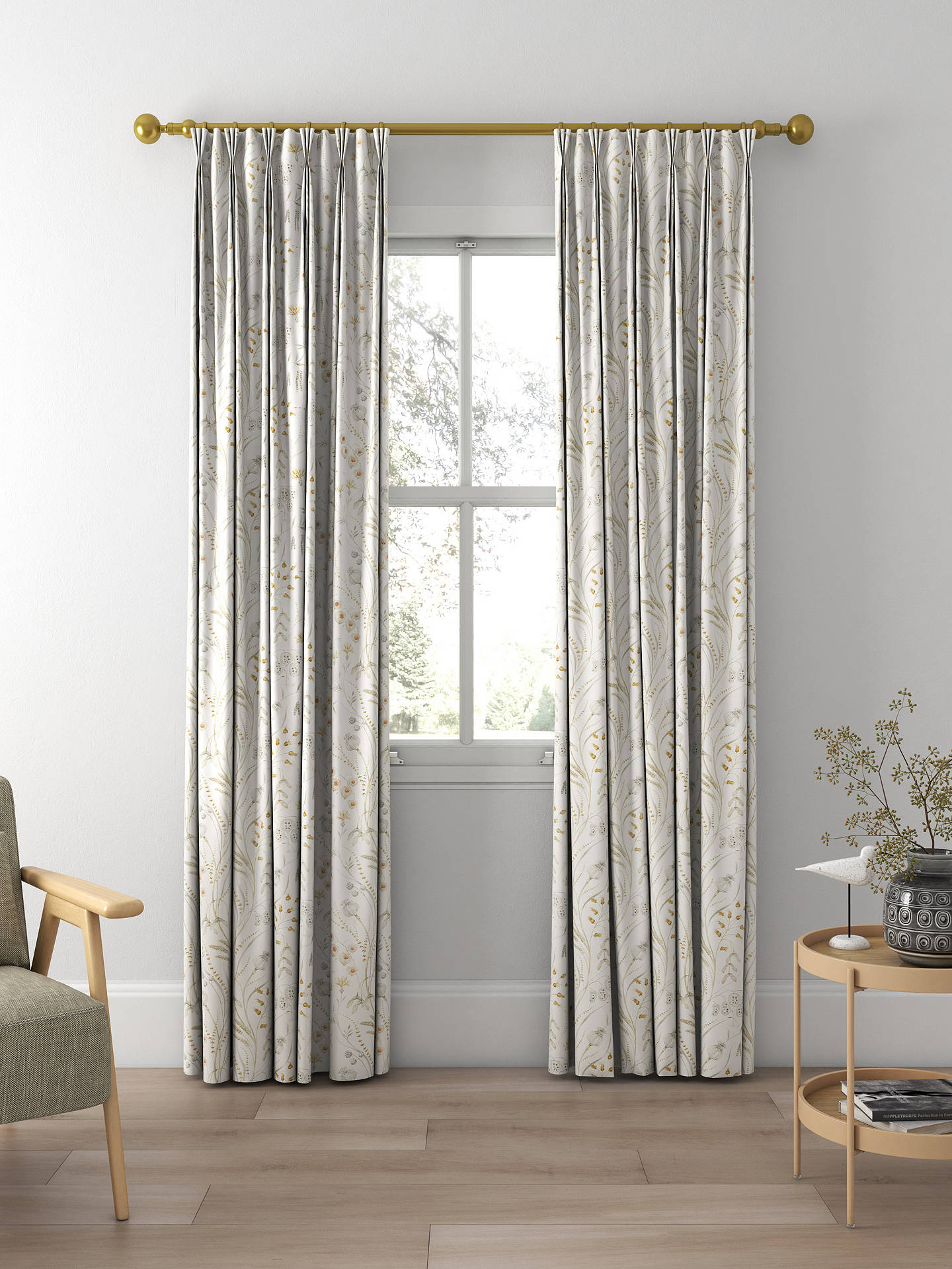 Sanderson Summer Harvest Made to Measure Curtains, Silver/Corn