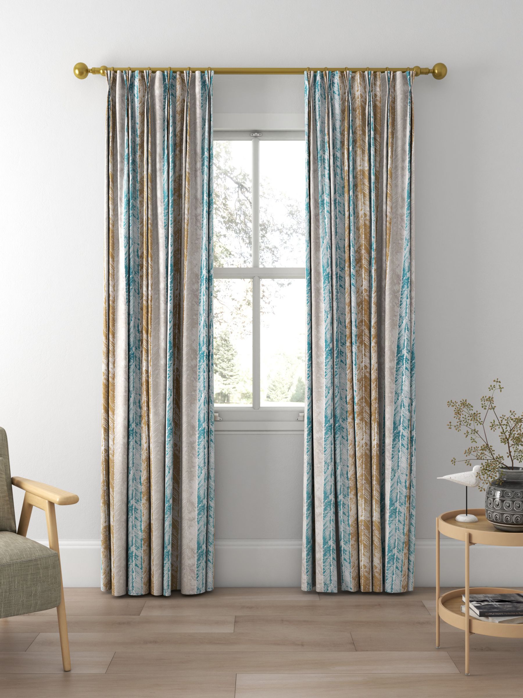 Harlequin Walchia Made to Measure Curtains, Gold/Peacock/Shell