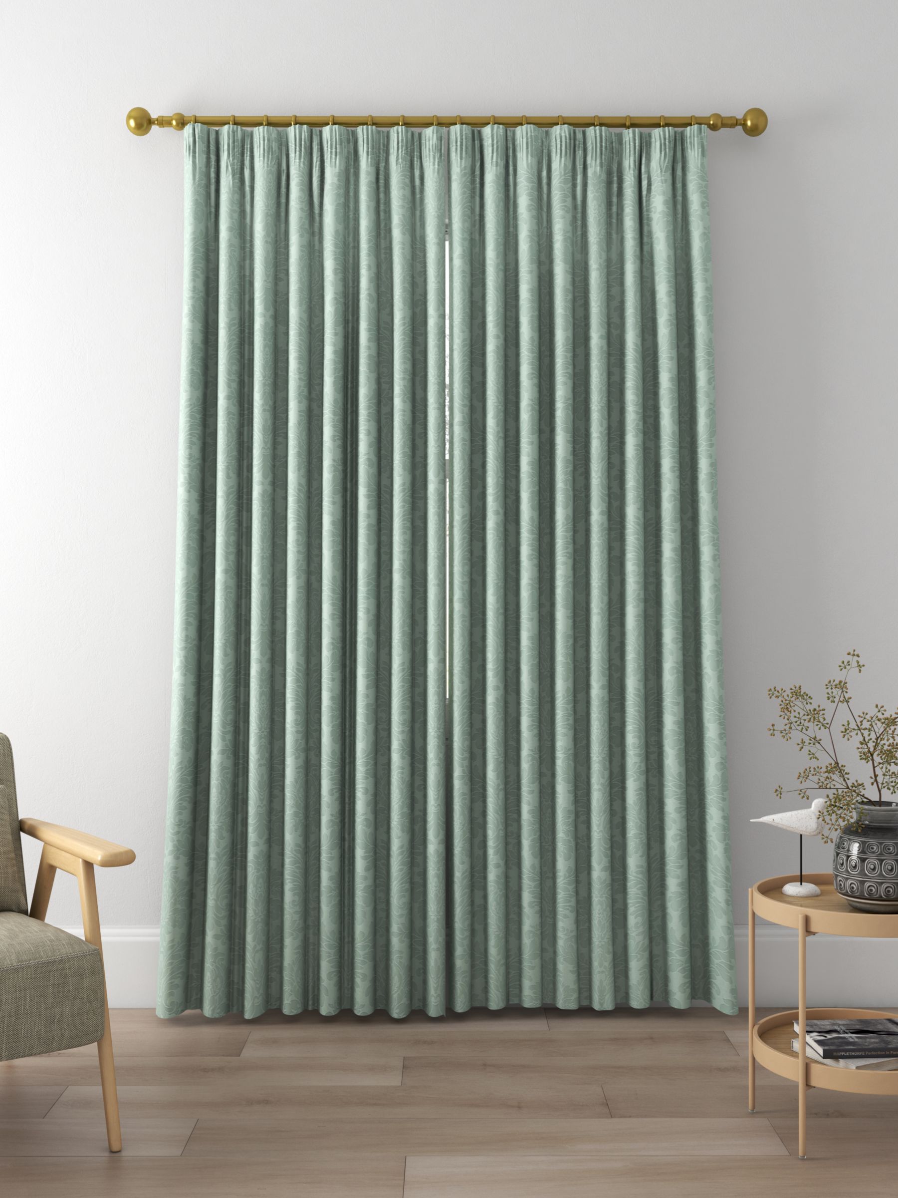 Sanderson Lymington Damask Made to Measure Curtains, Slate Blue