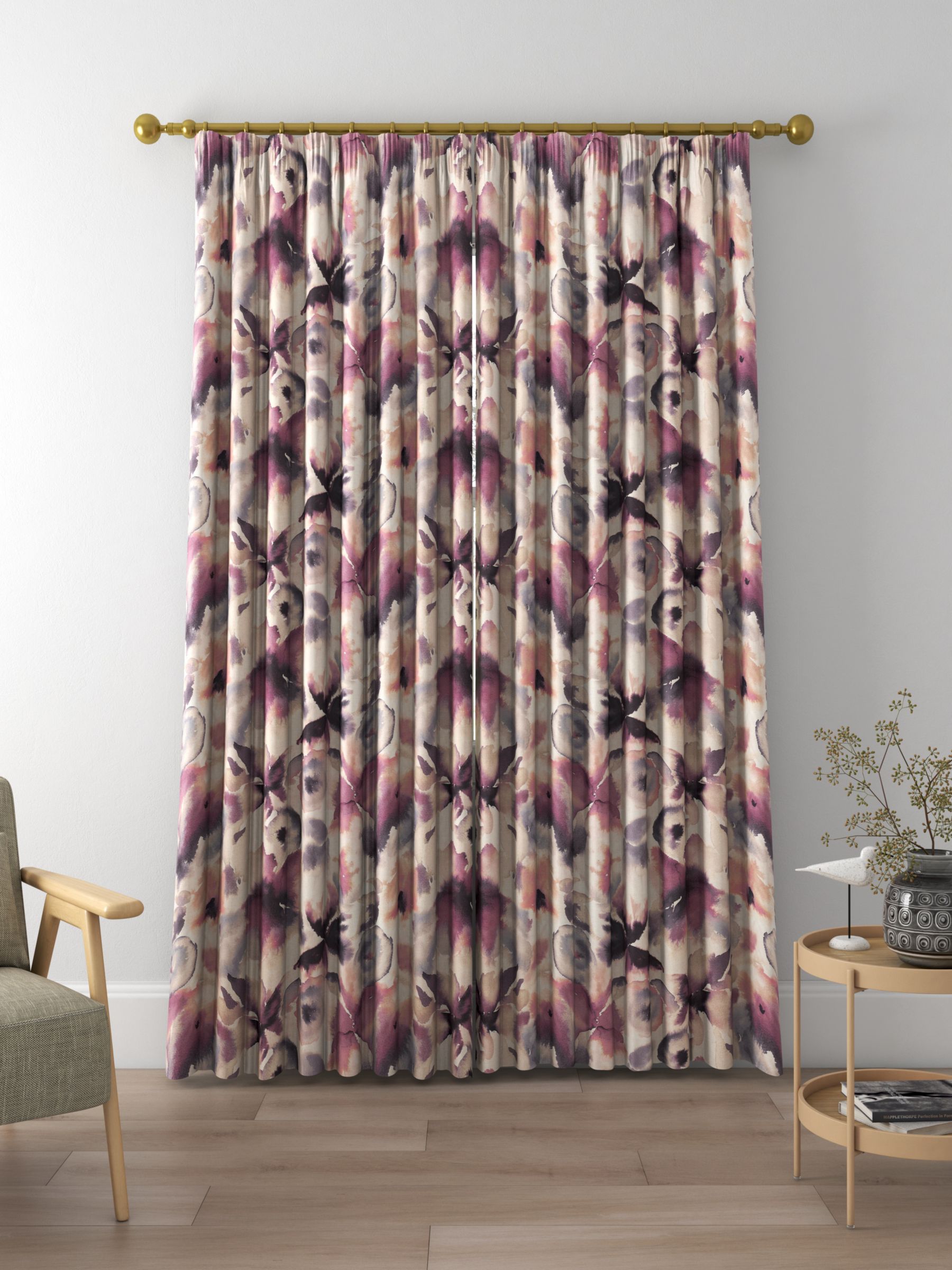 Harlequin Flores Made to Measure Curtains, Damson/Viola/Blush