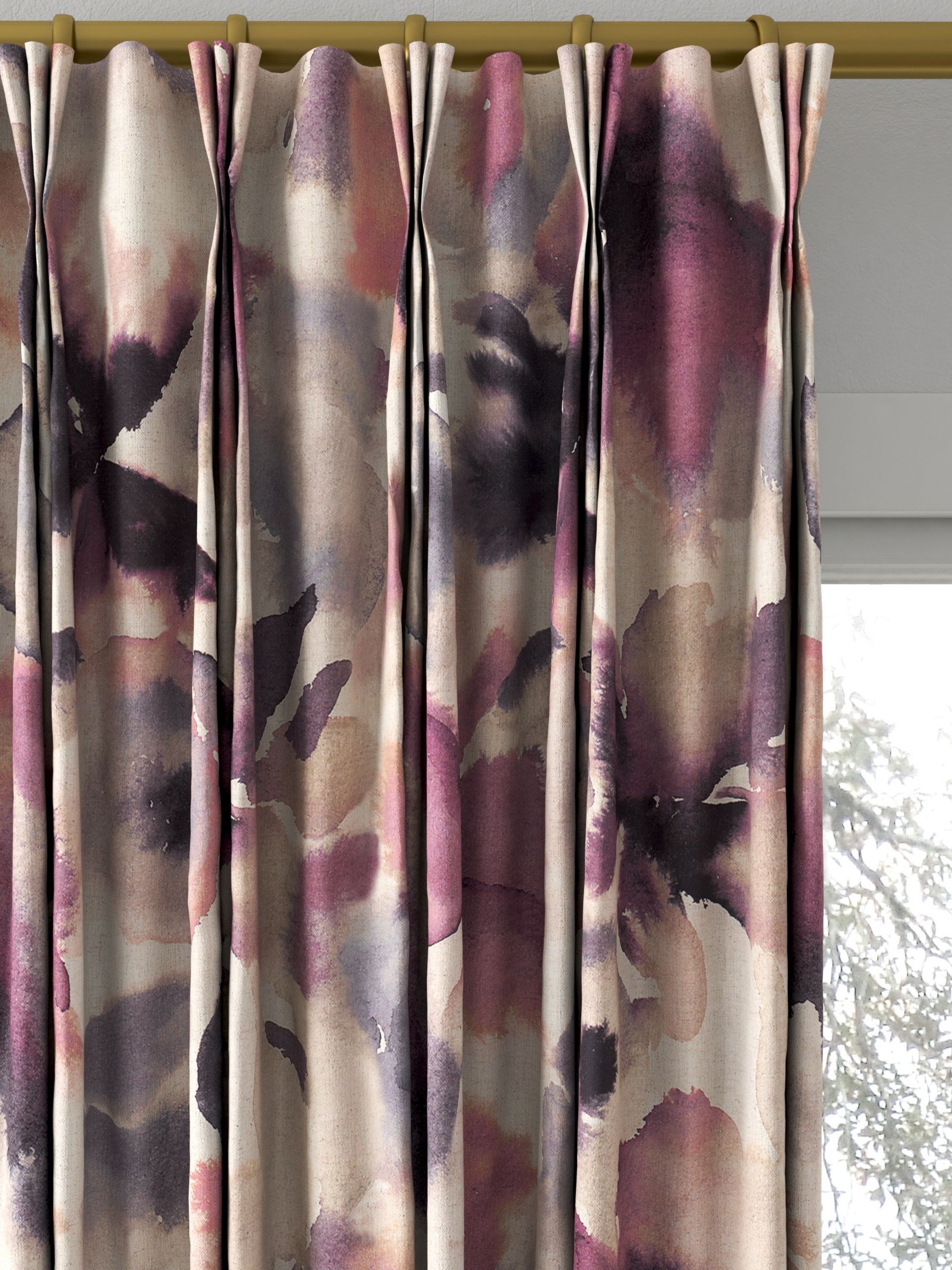 Harlequin Flores Made to Measure Curtains, Damson/Viola/Blush