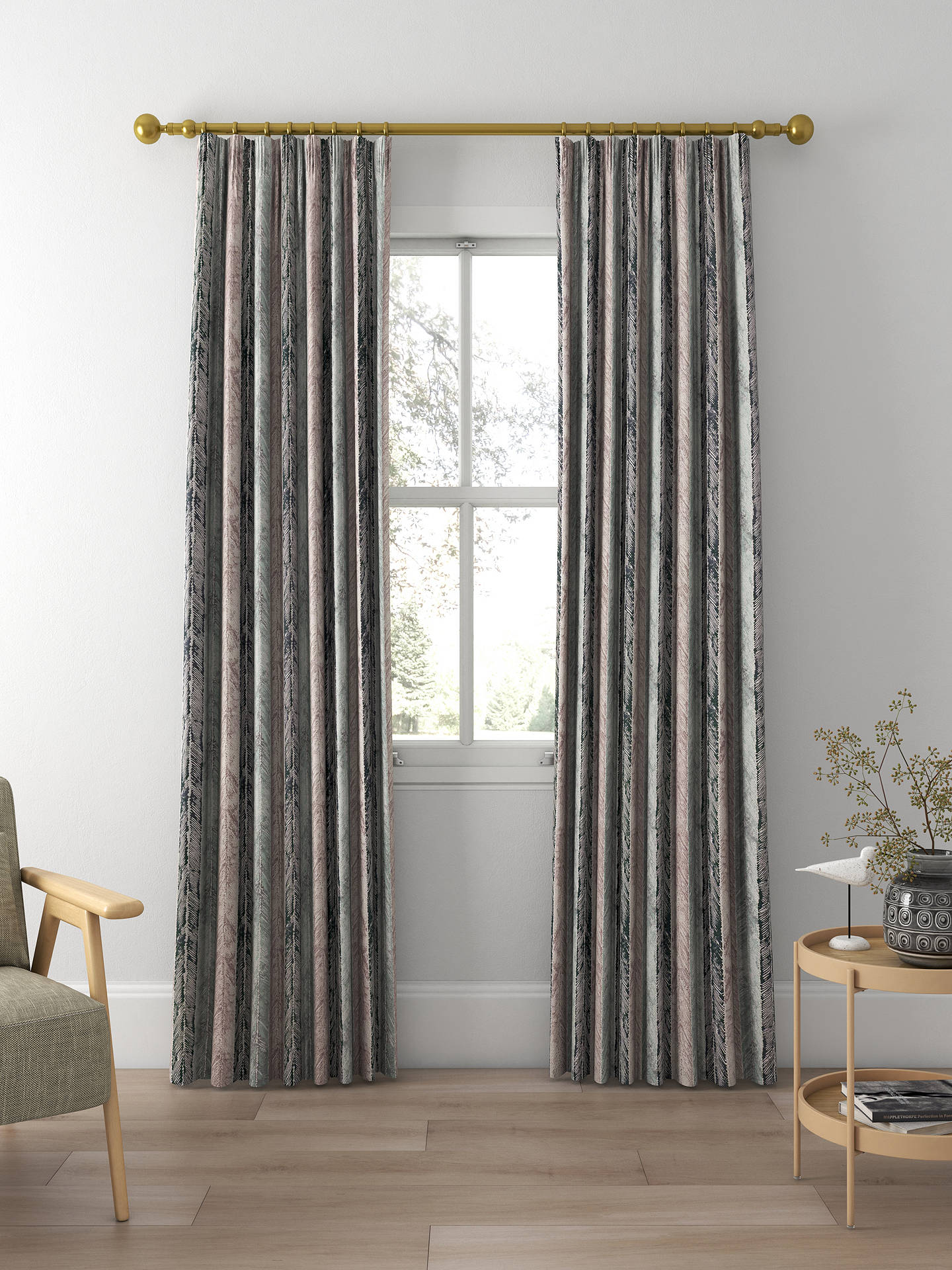 Harlequin  Walchia Made to Measure Curtains, Nude/Seagrass/Char