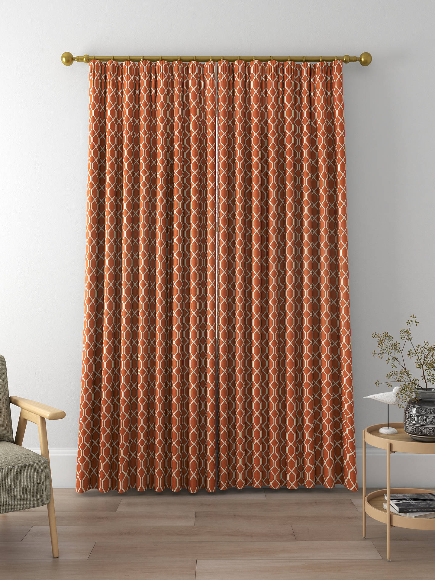 Sanderson Botanic Trellis Made to Measure Curtains, Papaya