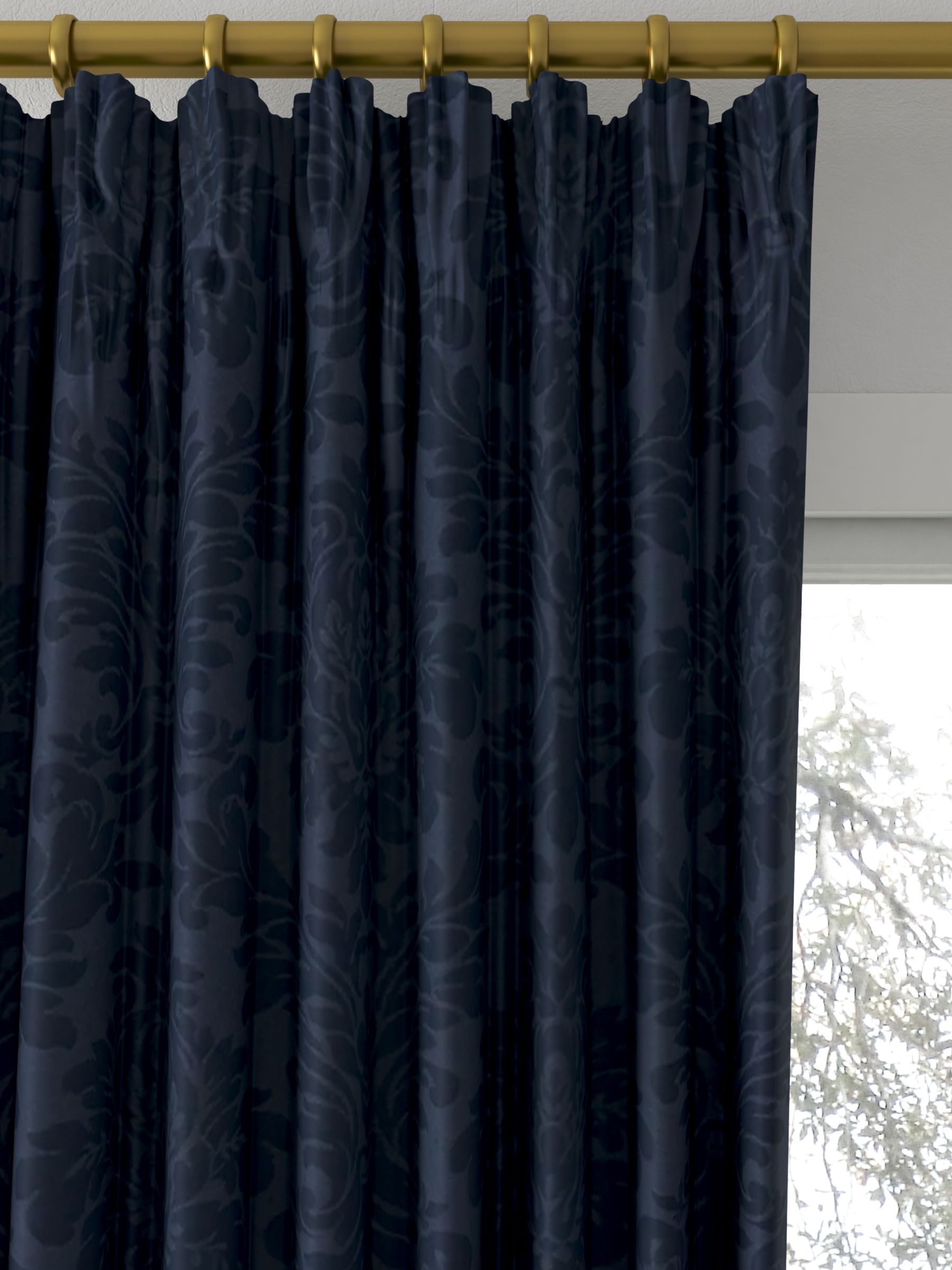 Sanderson Lymington Damask Made to Measure Curtains, Indigo