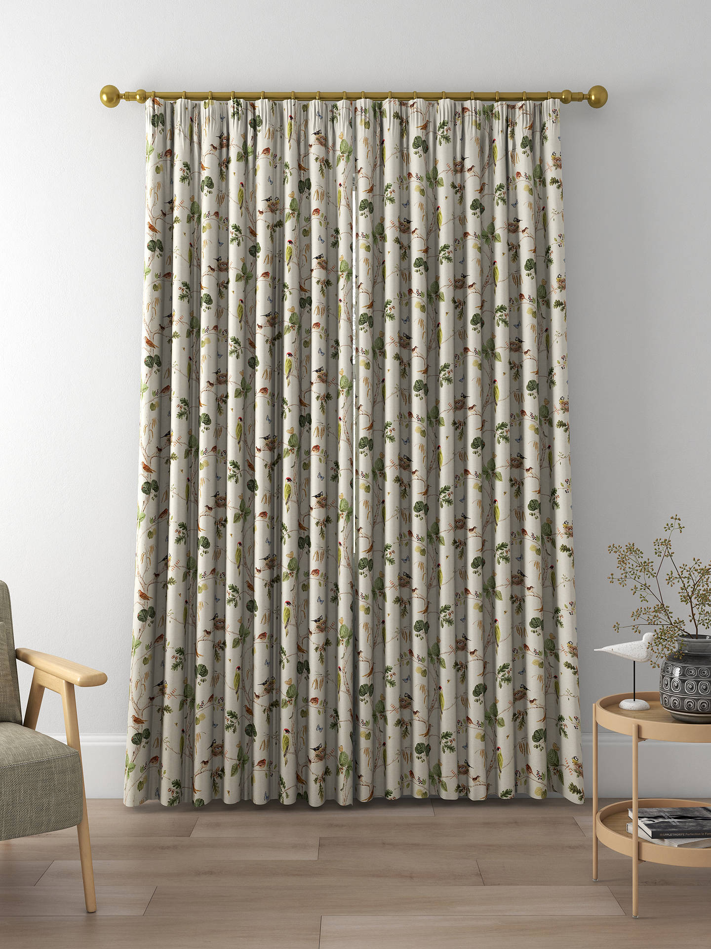 Sanderson Woodland Chorus Made to Measure Curtains, Linen/Multi