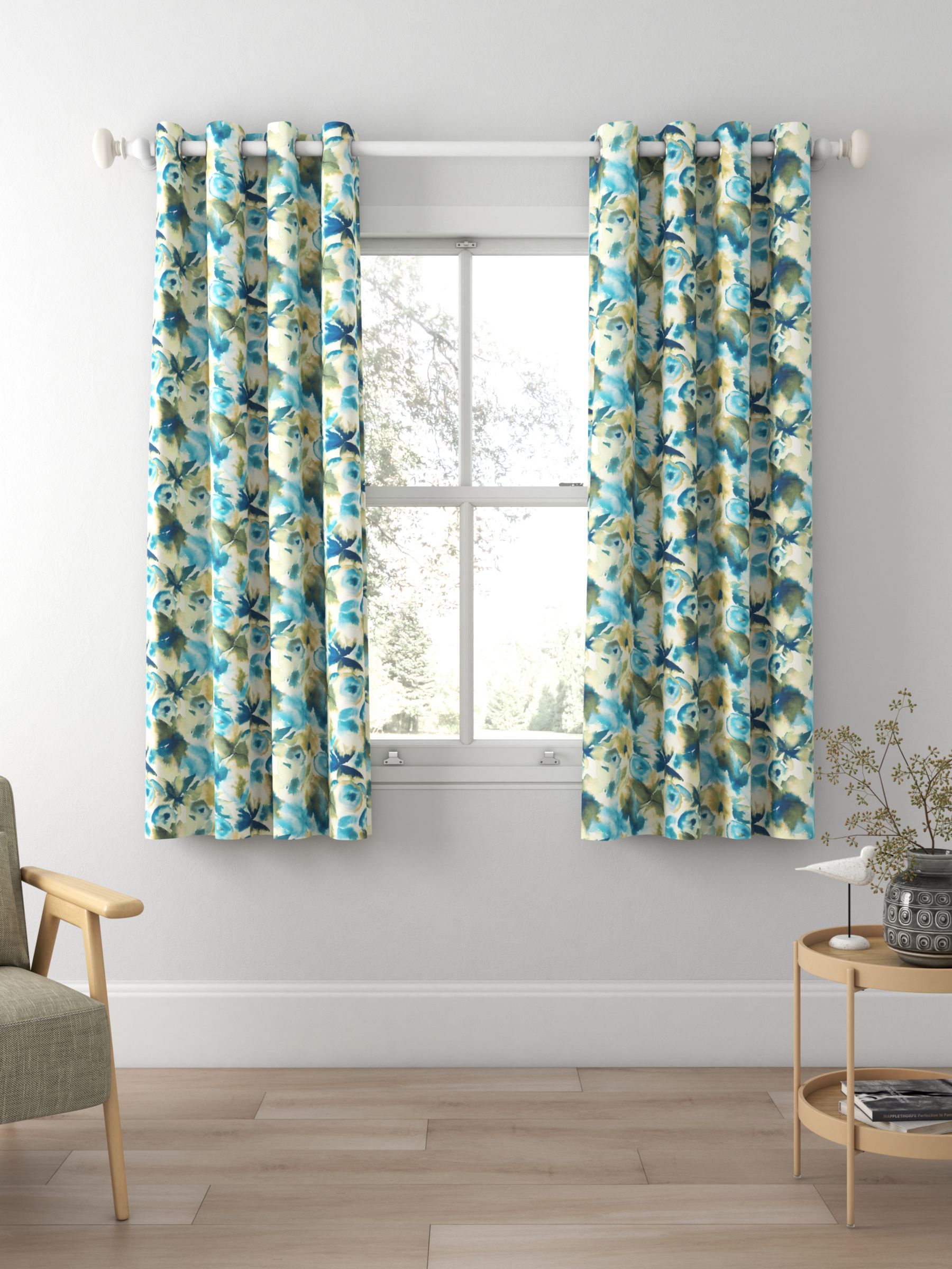 Harlequin Flores Made to Measure Curtains, Sky/Emerald/Zest