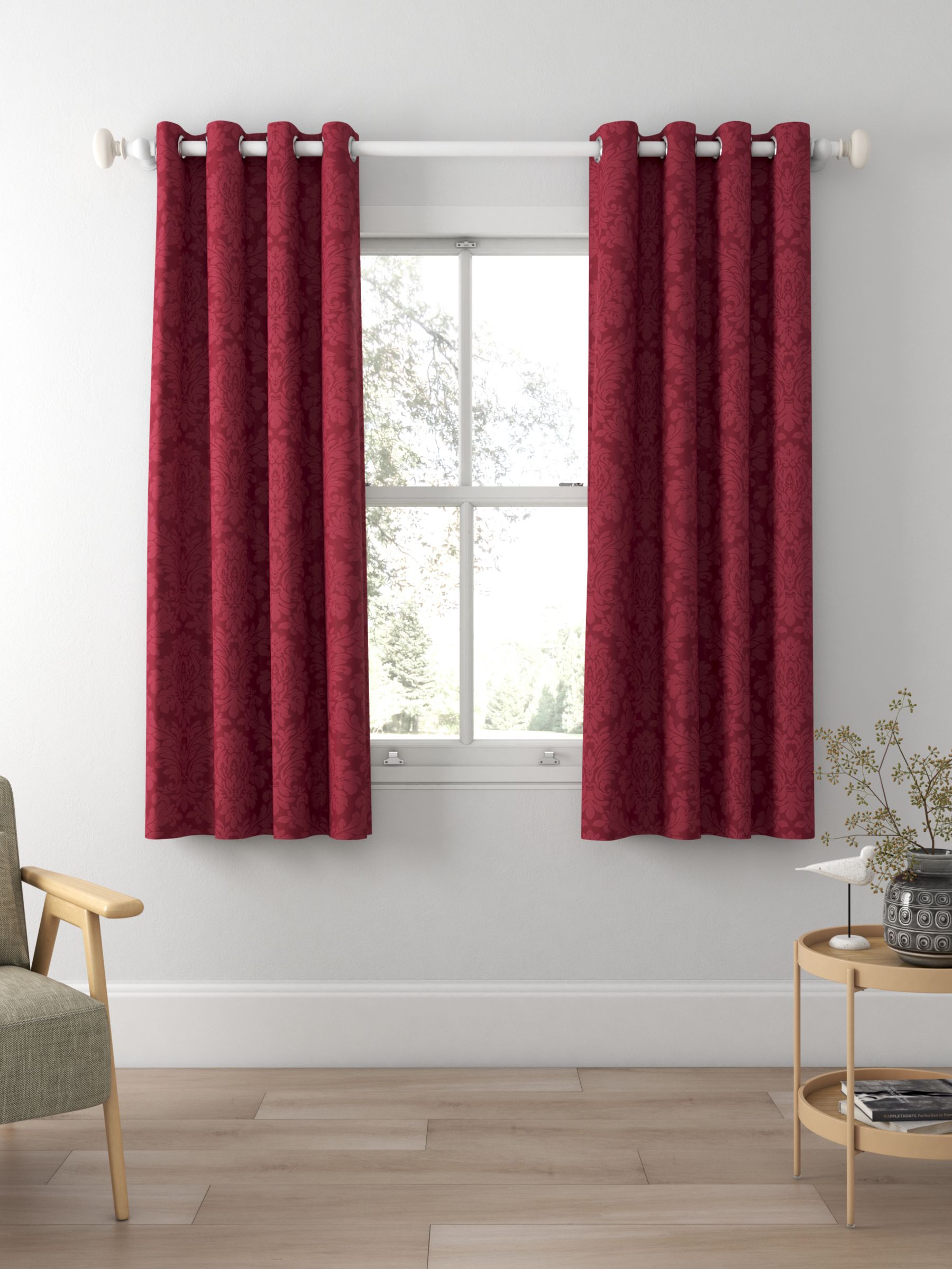 Sanderson Lymington Damask Made to Measure Curtains, Redcurrant