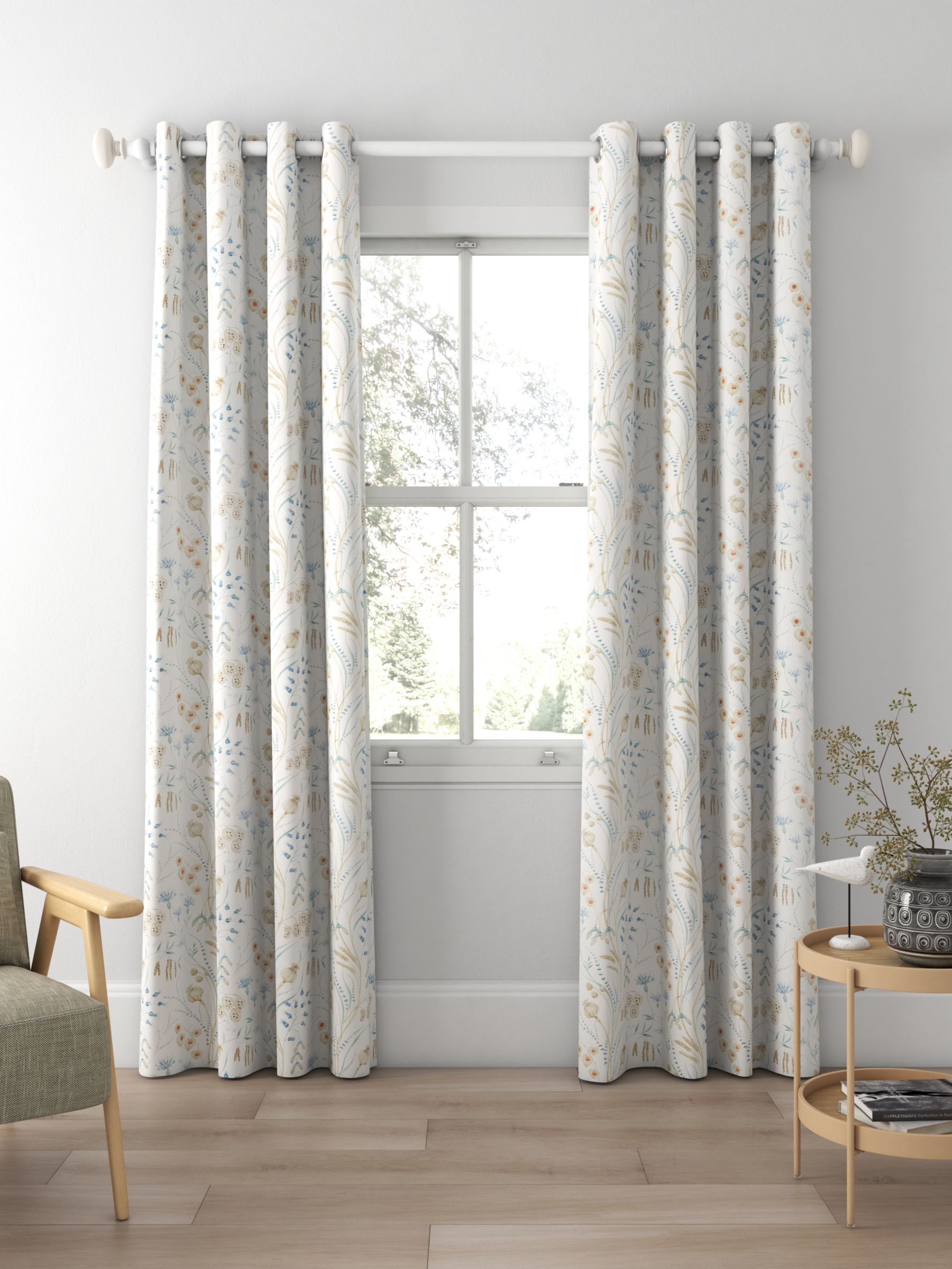 Sanderson Summer Harvest Made to Measure Curtains, Cornflower/Wheat