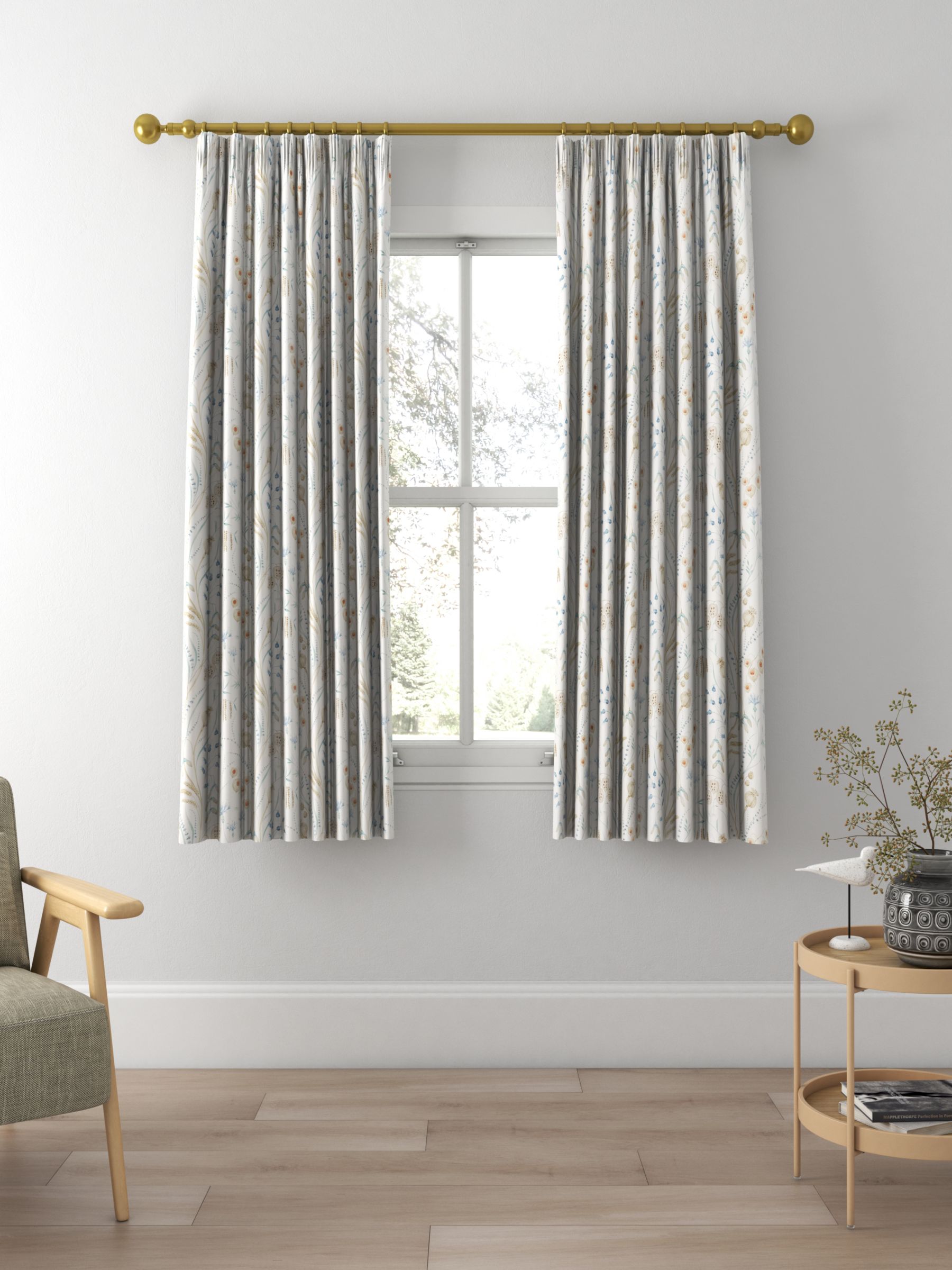 Sanderson Summer Harvest Made to Measure Curtains, Cornflower/Wheat