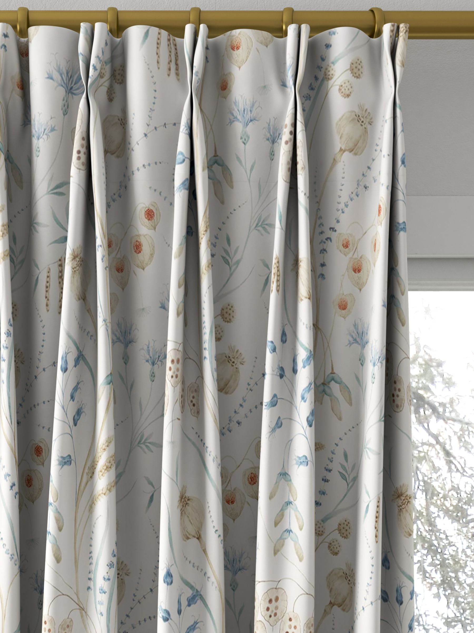 Sanderson Summer Harvest Made to Measure Curtains, Cornflower/Wheat