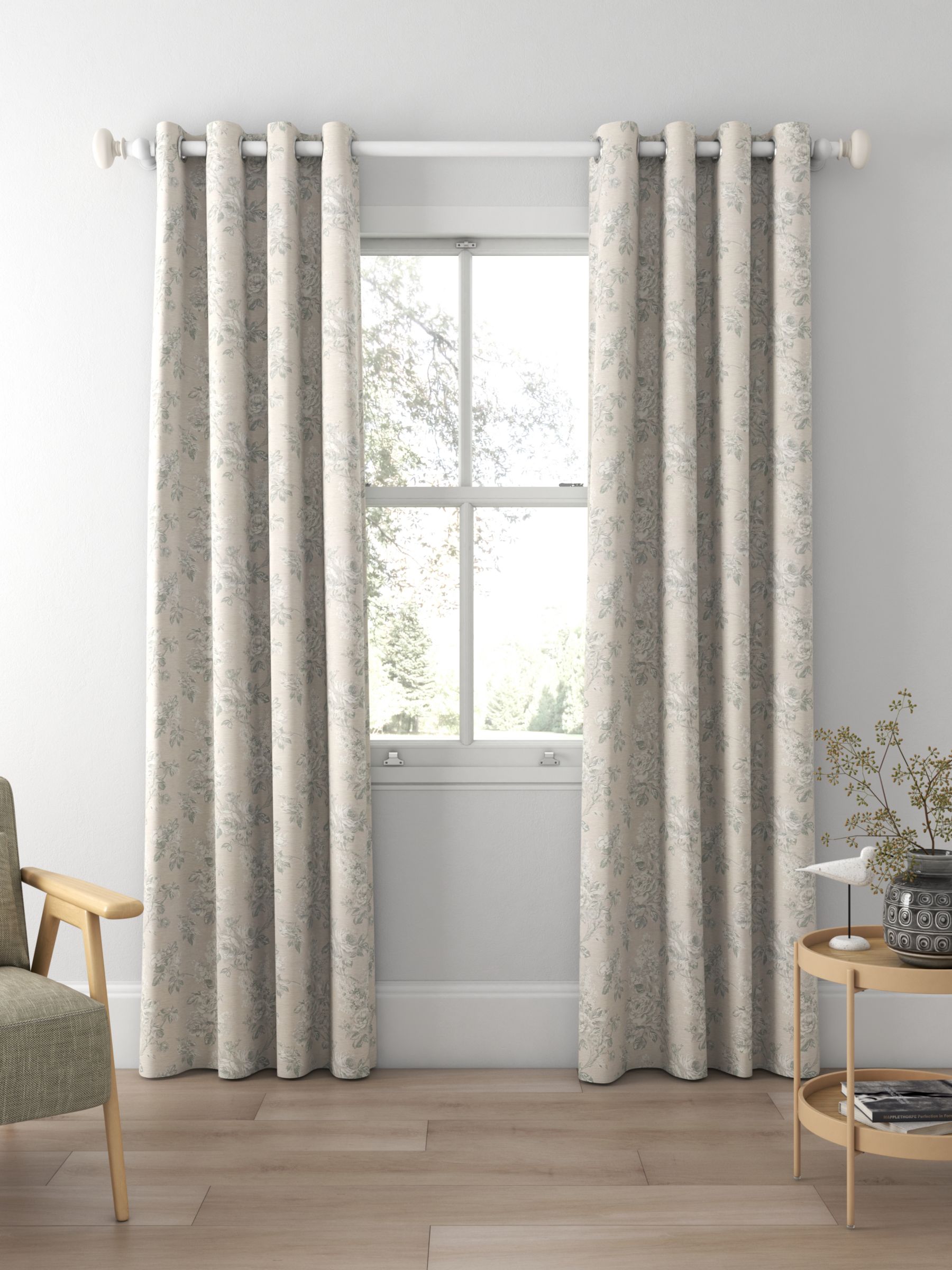 Sanderson Sorilla Damask Made to Measure Curtains, Eggshell/Linen