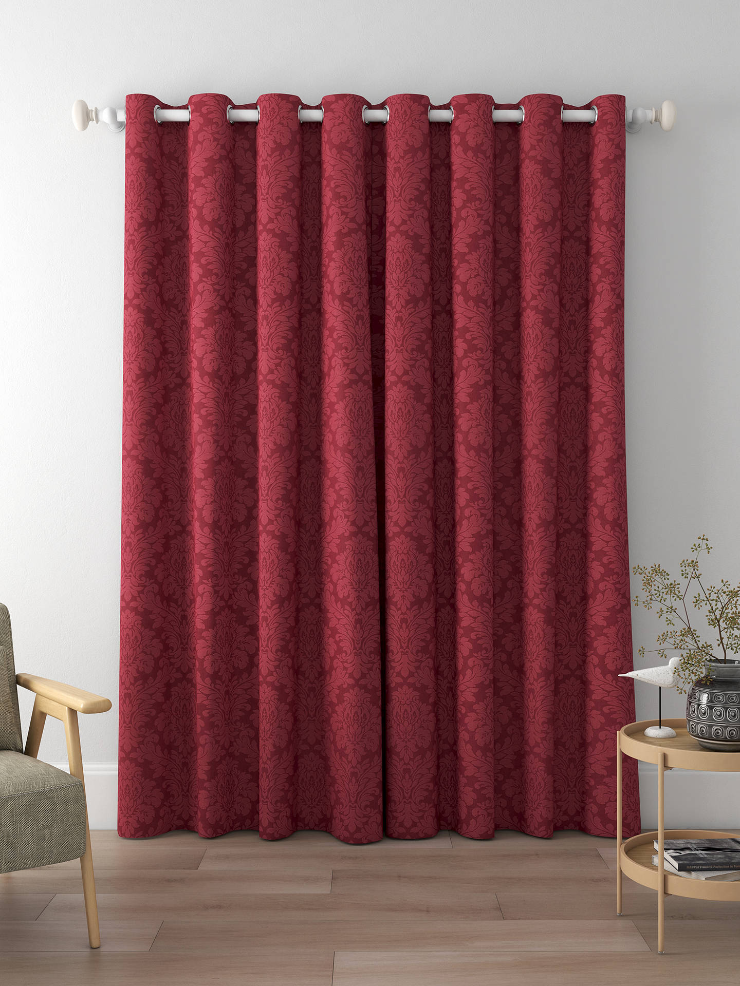 Sanderson Lymington Damask Made to Measure Curtains, Raspberry