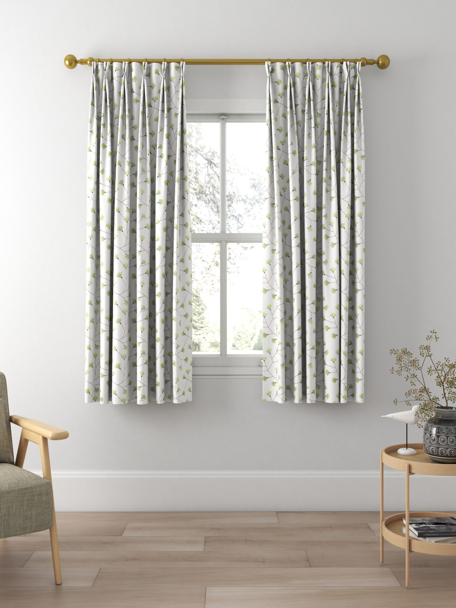Sanderson Gingko Trail Made to Measure Curtains, Winter Rocket