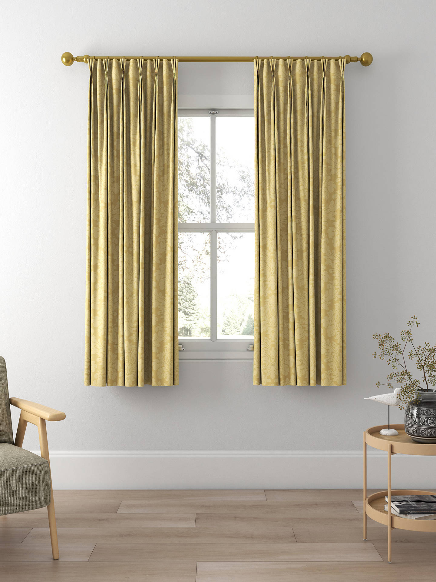 Sanderson Lymington Damask Made to Measure Curtains, Gold