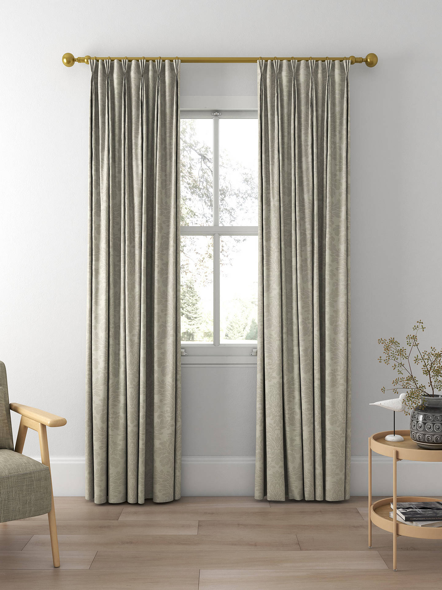 Sanderson Lymington Damask Made to Measure Curtains, Silver