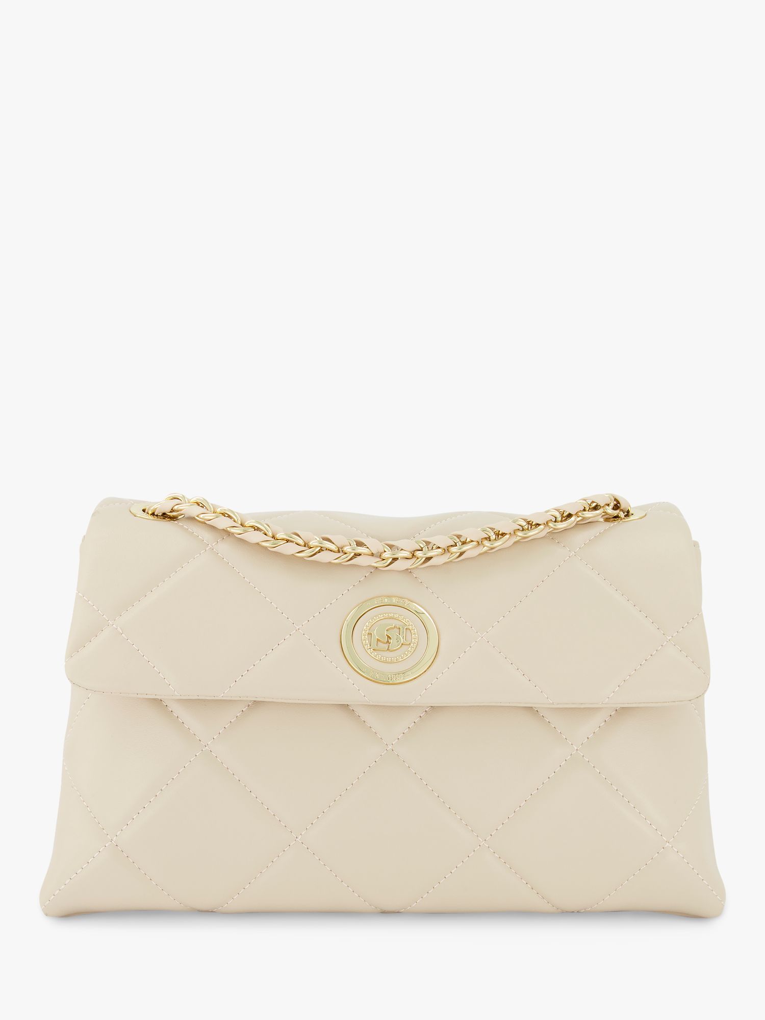 Dune Duchess Large Quilted Leather Shoulder Bag, Cream at John Lewis ...