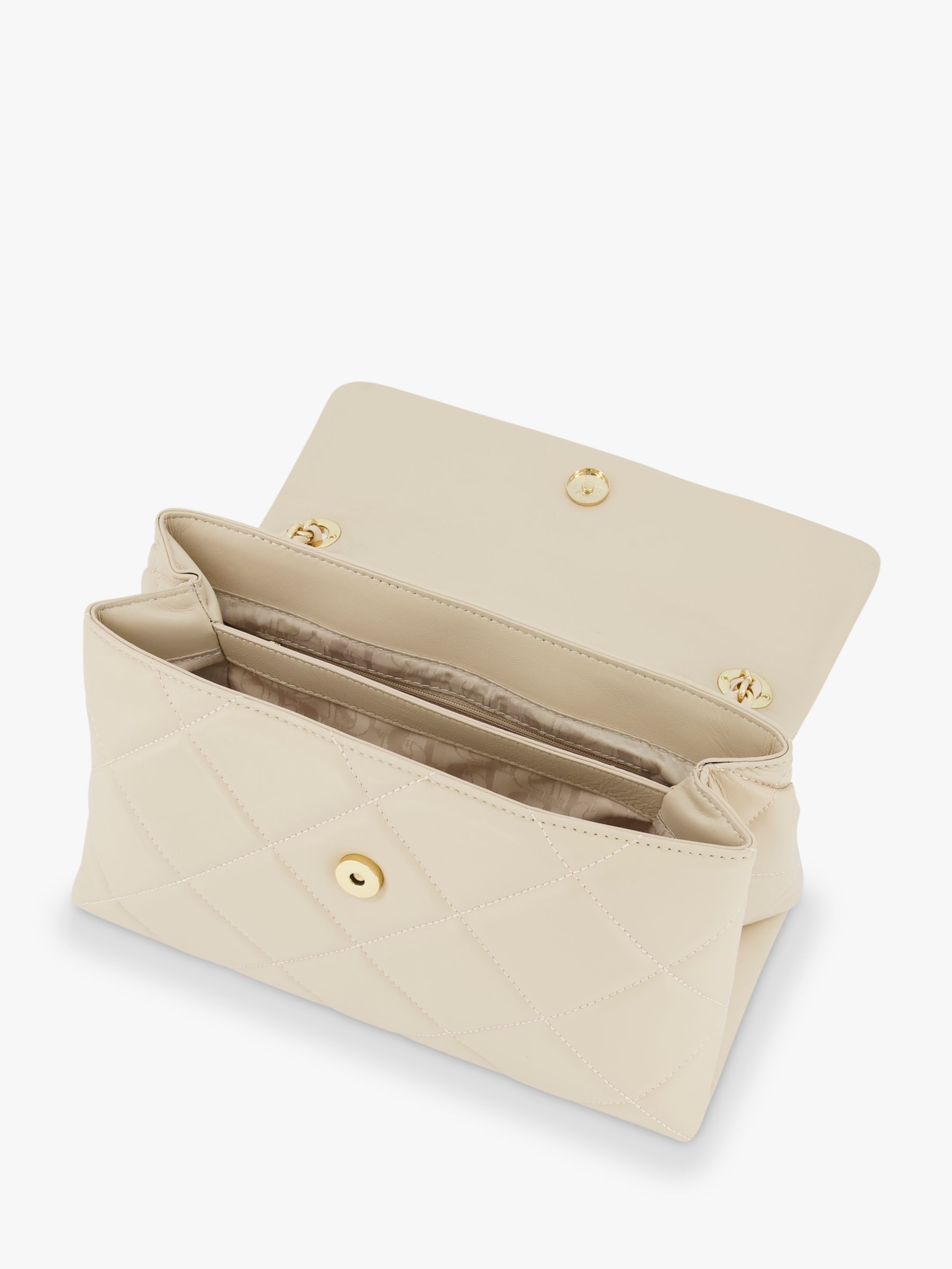 Dune Duchess Large Quilted Leather Shoulder Bag, Cream at John Lewis ...