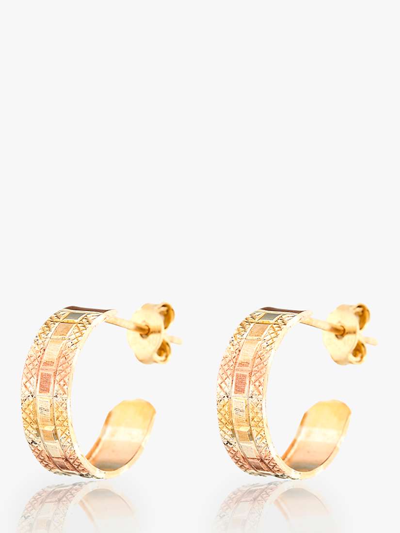 Buy L & T Heirlooms 9ct Yellow White and Rose Gold Second Hand Huggie Hoop Earrings Online at johnlewis.com