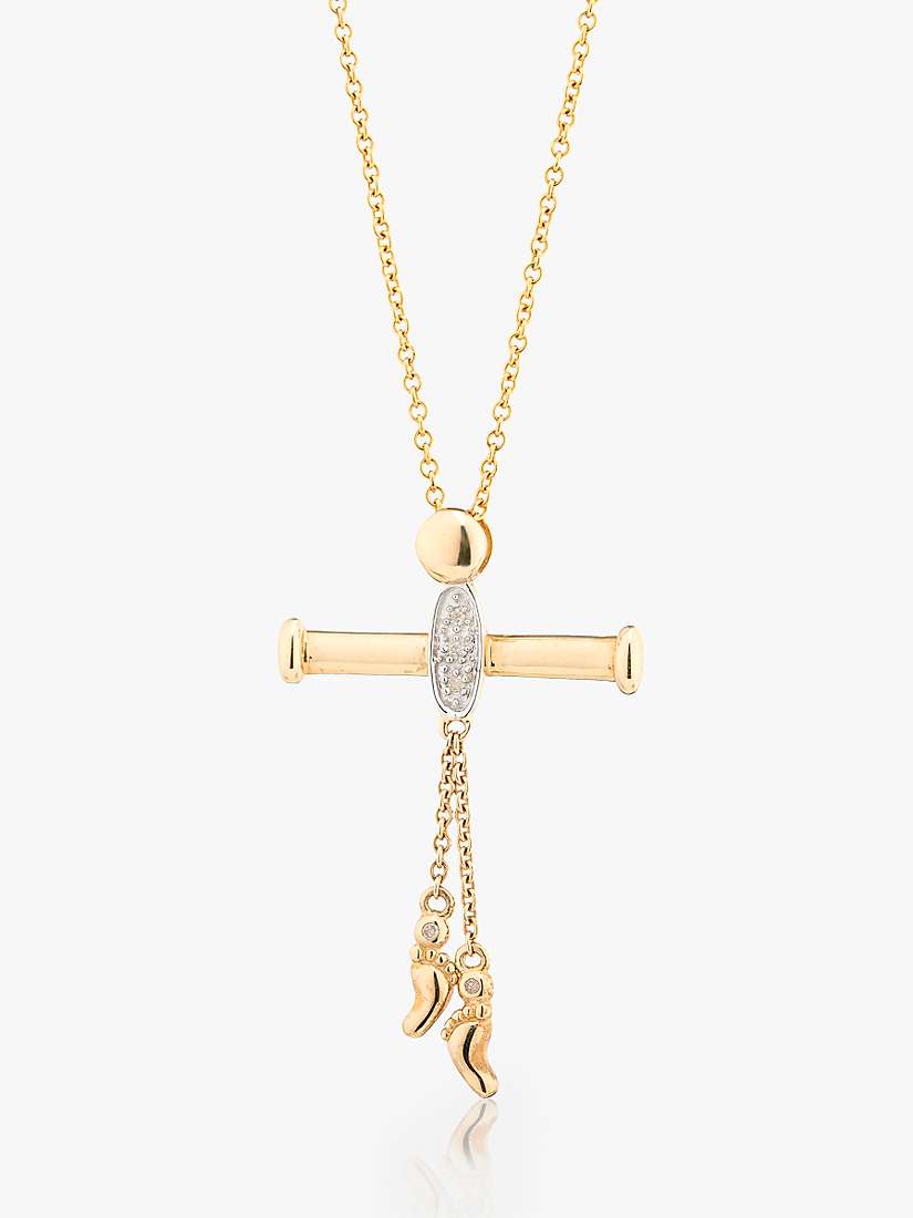 Buy L & T Heirlooms 9ct Yellow Gold Second Hand Diamond T Bar Pendant Necklace Online at johnlewis.com